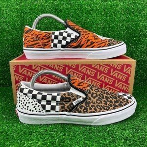 NEW Vans Dalmatian Patchwork Classic Slip On Sneakers Youth 5.5